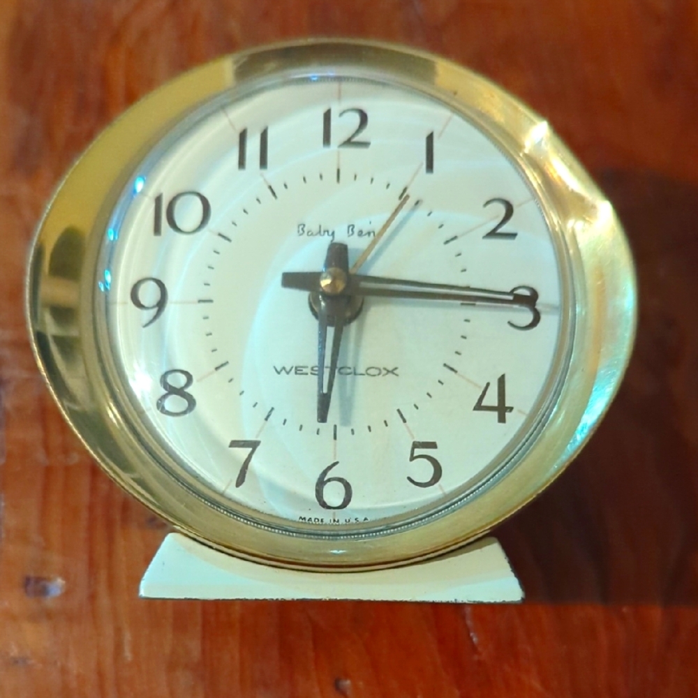Vintage Westclox Gold and White Baby Ben Clock from 50's/60's - Original owner